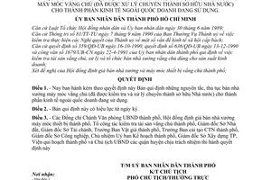 Quyết định 352/QĐ-UB  bản qui định về nguyên tắc, thủ tục bán nhà xưởng máy móc vắng chủ chuyển cho thành phần kinh tế ngoài quốc doanh đang sử dụng