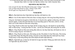 Nghị định 191-HĐBT Quy chế thanh tra viên và sử dụng cộng tác viên thanh tra