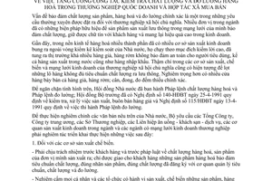 Chỉ thị 60-TN_KD tăng cường công tác kiểm tra chất lượng đo lường hàng hoá TNQD HTX mua bán