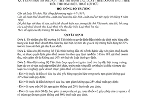 Quyết định  203-HĐBT  quy định một số điều chi tiết thi hành các Luật Thuế doanh thu, Thuế tiêu thụ đặc biệt, Thuế lợi tức