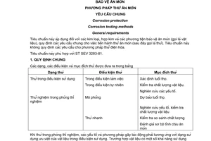 Tiêu chuẩn Việt Nam TCVN 5404:1991 (ST SEV 3283-81)
về Bảo vệ ăn mòn - Phương pháp thử ăn mòn - Yêu cầu chung do Ủy ban Khoa học Nhà nước ban hành