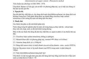 Tiêu chuẩn Việt Nam TCVN 5368:1991 (ISO 3094 - 1974)
về sản phẩm rau quả - xác định hàm lượng đồng - phương pháp quang phổ