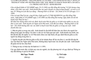 Thông tư liên bộ 05-LB/TT xác định hạch toán bữa ăn giữa ca sản xuất kinh doanh