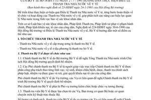 Thông tư 18-BYT-TT hướng dẫn Điều lệ Thanh tra Nhà nước y tế hướng dẫn Nghị định 23-HĐBT
