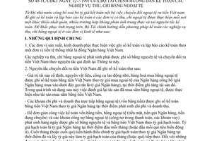 Thông tư 40-TC/CĐKT hướng dẫn kế toán nghiệp vụ thu, chi bằng ngoại tệ