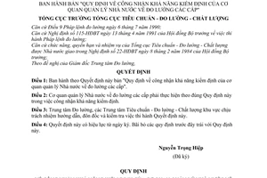 Quyết định  104-TĐC/QĐ  bản Quy định về công nhận khả năng kiểm định của cơ quan quản lý Nhà nước về đo lường các cấp