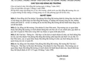 Quyết định  220-CT tổ chức thông tin kịp thời cho các cơ quan thông tin đại chúng