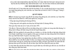 Quyết định  228-CT  phê duyệt quy hoạch xây dựng rừng phòng hộ, môi sinh khu vực Xuân Mai tỉnh Hà Sơn Binh