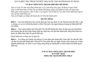 Quyết định  485/QĐ-UB  bán hoá giá nhà cấp 1, cấp 2 chung cư, cư xá và biệt thự thuộc sở hữu nhà nước cho người đang sử dụng