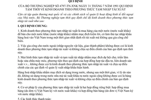 Quy định 4797-TN-XNK quy định tạm thời kinh doanh theo phương thức tạm nhập, tái xuất