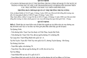 Quyết định  86/QLTT-TW  lậpctrên các trục đường vào khu vực biên giới phía Bắc