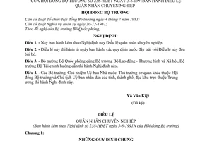 Nghị định 238-HĐBT Điều lệ quân nhân chuyên nghiệp