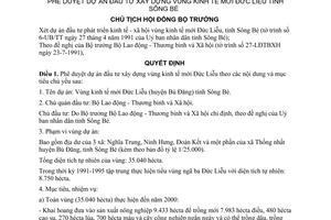 Quyết định  243-CT  phê duyệt Dự án đầu tư xây dựng vùng kinh tế mới Đức Liễu tỉnh Sông Bé