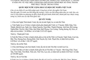 Nghị quyết điều chỉnh địa giới hành chính một số tỉnh, thành phố trực thuộc Trung ương