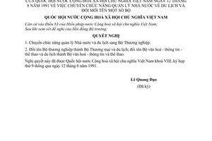 Nghị quyết chuyển chức năng quản lý Nhà nước và đổi tên bộ