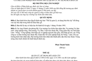 Quyết định 300-LN/KL  thể lệ quản lý, sử dụng búa bài cây