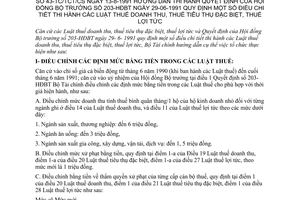 Thông tư 43-TC/TCT/CS luật thuế doanh thu thuế tiêu thụ đặc biệt lợi tức hướng dẫn Quyết định 203-HĐBT