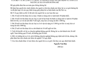 Thông tư 22-BYT/TT quy định tuổi lái xe cơ giới đường bộ