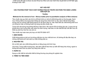 Tiêu chuẩn Việt Nam TCVN 5464:1991 (ISO/TR 5090 - 1977) về Vật liệu dệt - Các phương pháp tách chất không phải là xơ trước khi phân tích định lượng hỗn hợp do Ủy ban Khoa học Nhà nước ban hành