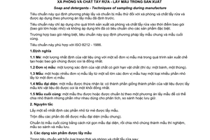 Tiêu chuẩn Việt Nam TCVN 5491:1991 (ISO 8212 - 1986) về Xà phòng và chất tẩy rửa - Lấy mẫu trong sản xuất
