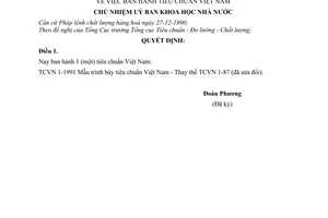 Quyết định  548-QĐ  tiêu chuẩn Việt Nam TCVN 1-1991 Mẫu trình bày tiêu chuẩn Việt Nam - Thay thế TCVN 1-87