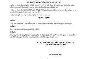 Quyết định 2315/QĐ  Quy chế tổ chức và hoạt động Trường bồi dưỡng