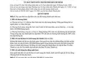 Quyết định 615/QĐ-UB trợ cấp tạm thời cho đối tượng chánh sách thành phố