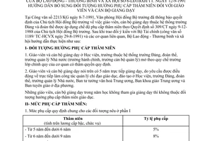 Thông tư 6-LĐTBXH/TT bổ sung đối tượng hưởng phụ cấp thâm niên giáo viên cán bộ giảng dạy