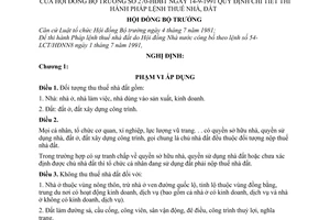 Nghị định 270-HĐBT thi hành Pháp lệnh Thuế Nhà, Đất