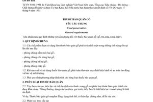 Tiêu chuẩn Việt Nam TCVN 5506:1991 về Thuốc bảo quản gỗ - Yêu cầu chung do Ủy ban Khoa học và Kỹ thuật Nhà nước ban hành