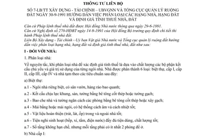 Thông tư liên tịch 7-LB/TT hướng dẫn phân loại hạng nhà, hạng đất, định giá Thuế Nhà, Đất