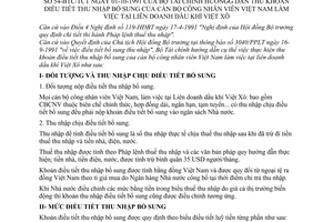 Thông tư 54-BTC/TCT thu khoản điều tiết thu nhập bổ sung cán bộ công nhân viên Việt Nam làm việc tại liên doanh dầu khí Việt - Xô