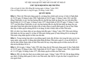 Quyết định  297/QĐ-CT giải quyết một số vấn đề về nhà ở