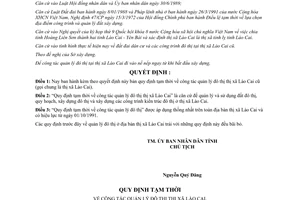 Công văn 01/QL-XDĐT Quy định tạm thời công tác quản lý đô thị