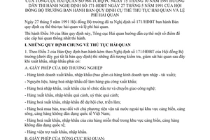 Thông tư 968-TCHQ/PC thủ tục hải quan lệ phí hải quan hướng dẫn Nghị định 171-HĐBT