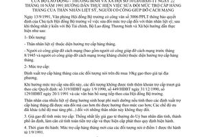 Thông tư 10/LĐTBXH-TT sửa đổi trợ cấp hàng tháng thân nhân liệt sỹ, người có công giúp đỡ cách mạng