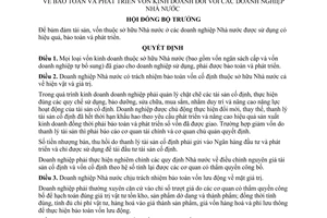 Quyết định 332-HĐBT  bảo toàn  phát triển vốn kinh doanh đối với các doanh nghiệp Nhà nước