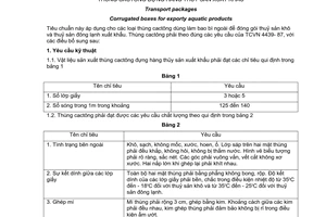 Tiêu chuẩn Việt Nam TCVN 5512:1991 về bao bì vận chuyển - Thùng cactông đựng hàng thủy sản xuất khẩu do Ủy ban Khoa học Nhà nước ban hành