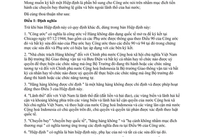 Hiệp định vận chuyển hàng không dân dụng giữa Việt Nam Inđônêxia 1991