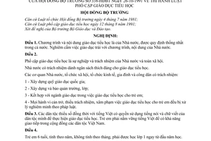 Nghị định 338-HĐBT thi hành Luật phổ cập giáo dục tiểu học