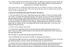 Thông tư liên tịch 201-TL/LB hướng dẫn đăng ký kinh doanh tổ chức tín dụng