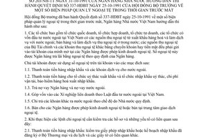 Thông tư 203/NH-TT quản lý ngoại tệ thời gian trước mắt hướng dẫn quyết định 337-HĐBT