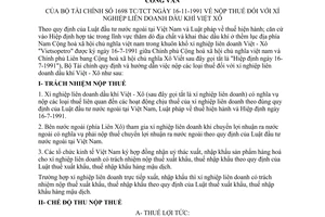 Công văn 1698-TC/TCT nộp thuế xí nghiệp liên doanh dầu khí Việt Xô