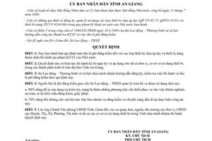 Quyết định 223/QĐ.UB 1991 mức thu lệ phí đăng kiểm thiết bị chịu áp lực thiết bị nâng An Giang