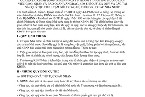 Thông tư 63-TC/KBNN giao nhận bảo quản vàng bạc kim khí đá quý tài sản quý tịch thu, tạm giữ hệ thống kho bạc Nhà nước