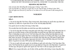 Nghị định 374-HĐBT hướng dẫn thi hành Luật Bảo vệ, chăm sóc và giáo dục trẻ em