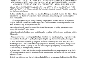 Thông tư 64-TC/TCT sửa đổi thuế môn bài sát sinh hướng dẫn Quyết định 473/NQ-HĐNN8