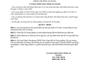 Quyết định 231/QĐ.UB năm 1991 tổ chức hoạt động lực lượng kiểm lâm An Giang