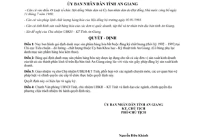 Quyết định 238/QĐ.UB năm 1991 danh mục hàng hóa bắt buộc đăng ký chất lượng 1992-1993 An Giang