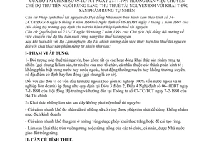 Thông tư 69-TC/TCT hướng dẫn chuyển chế độ thu tiền nuôi rừng sang thu thuế tài nguyên khai thác sản phẩm rừng tự nhiên
